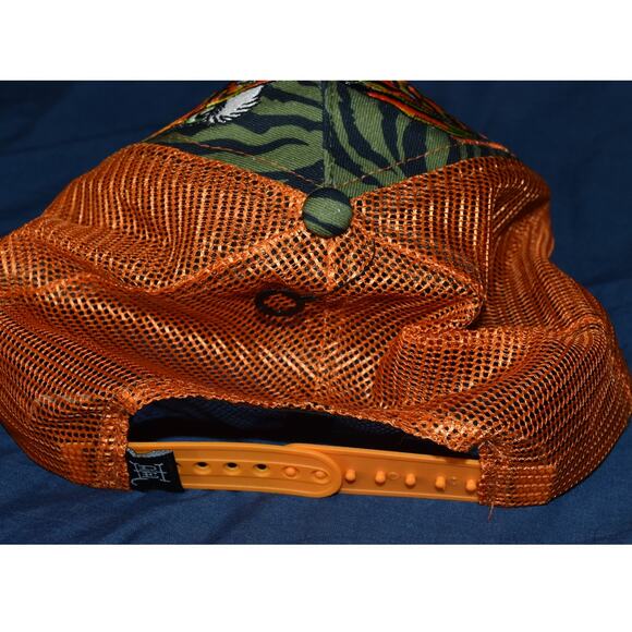 Ed Hardy Screaming Tiger Trucker Snapback Mesh Hat Baseball Cap Orange Y2K - Picture 7 of 10